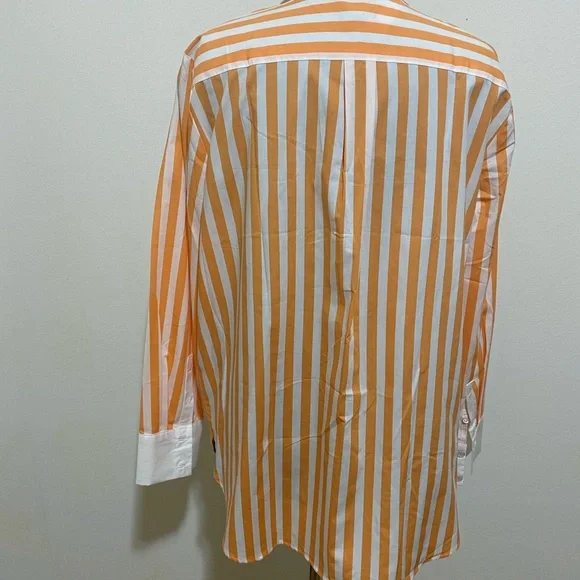 Talbots Vibrant Orange and White Striped Shirt - Picture 4 of 11